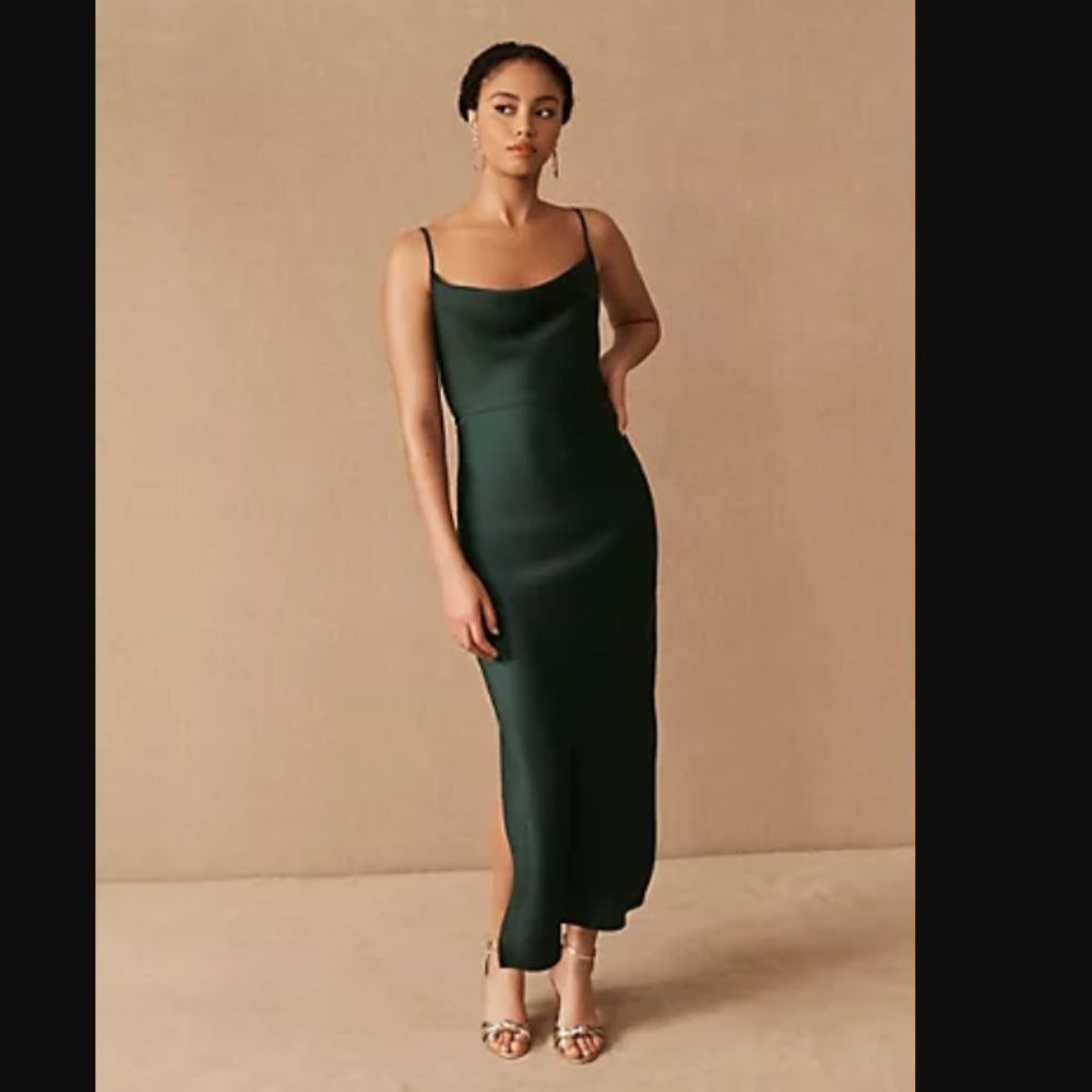 Sachin & Babi Green Cali Satin Midi Dress | 2